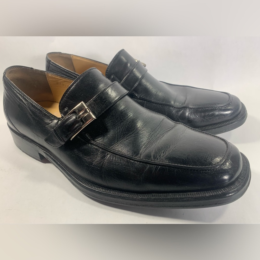 Bruno Magli made in Italy black leather mens monk strap dress shoes sz 8M